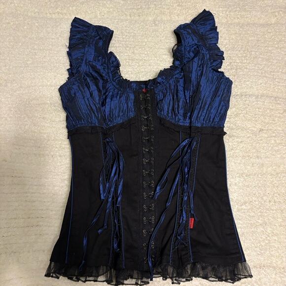 Tripp nyc Tops - Tripp NYC Lace up blue black corset medium
